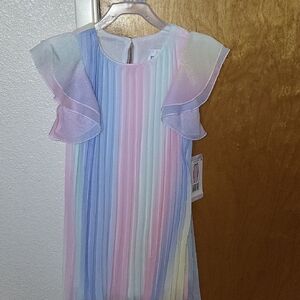 Rare Editions Pink and Blue Ruffled Tiered Sundress